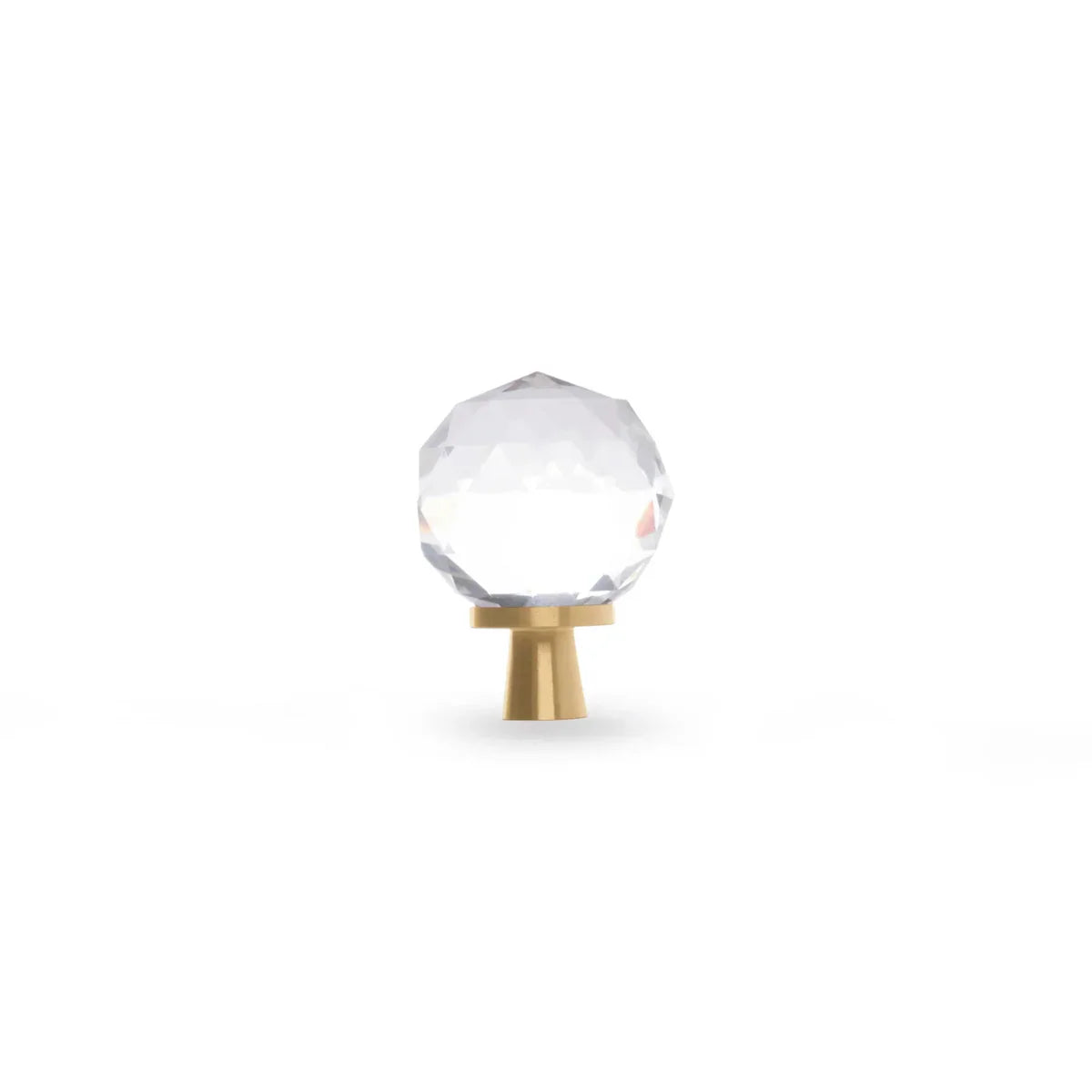 Round Faceted Crystal & Brass Cabinet Knob