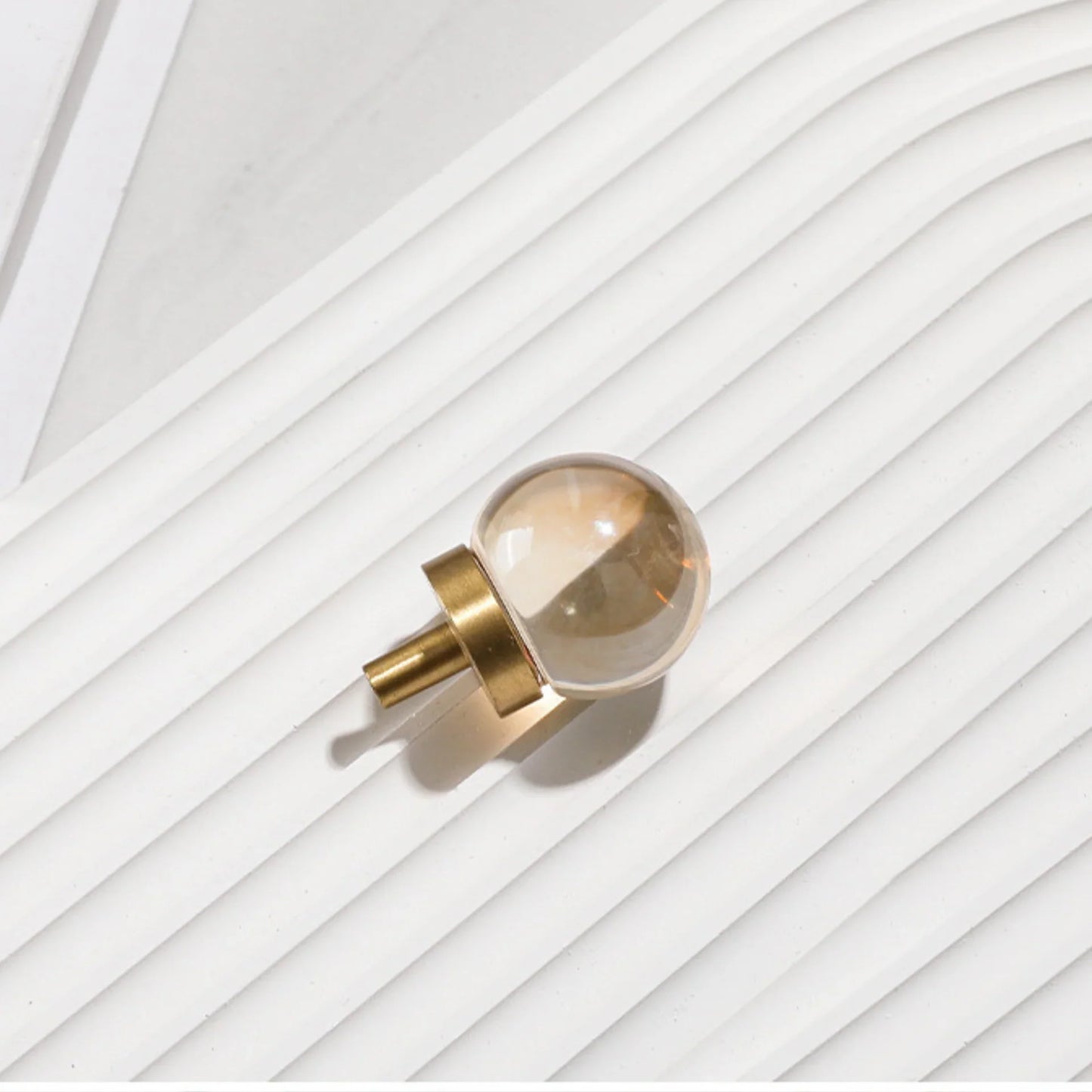Natural Crystal Ball & Brass Cabinet Knob