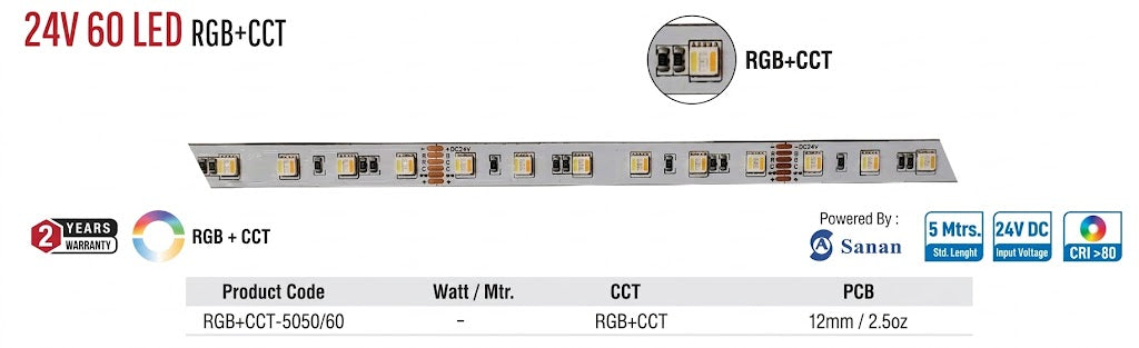 Enso 24V 60 LED RGB+CCT Strip Light