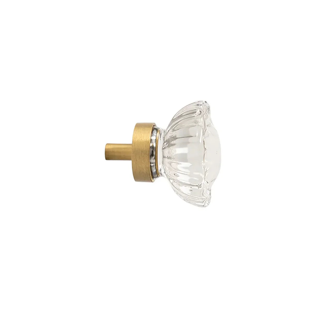 Diamond Faceted Crystal Brass Cabinet Knob