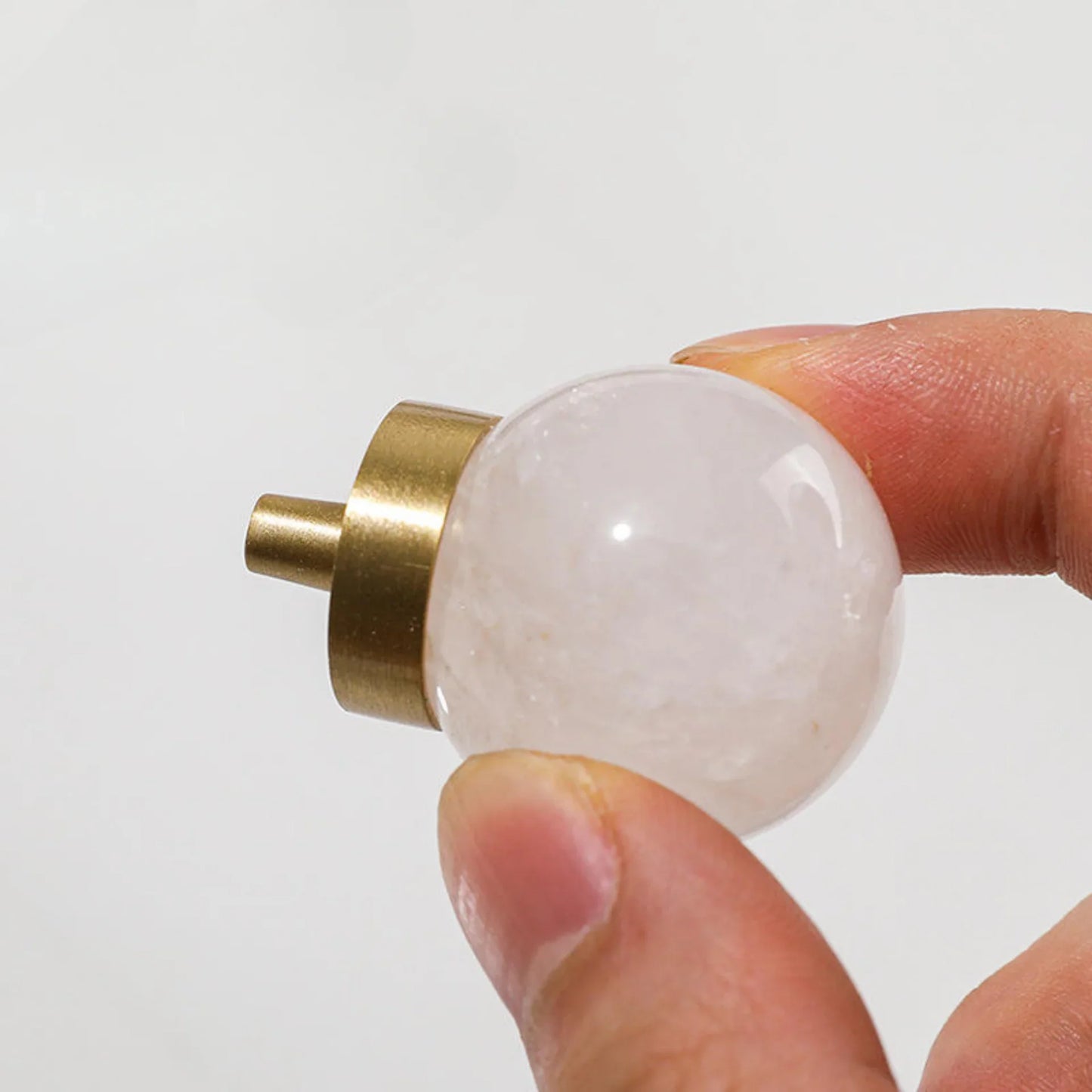 Natural Crystal Ball & Brass Cabinet Knob