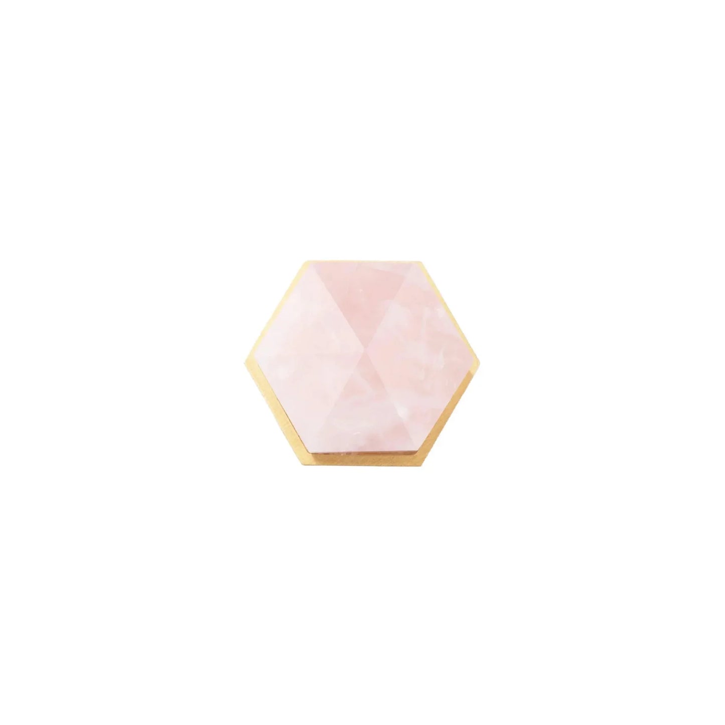Natural Crystal & Brass Hexagon Knob