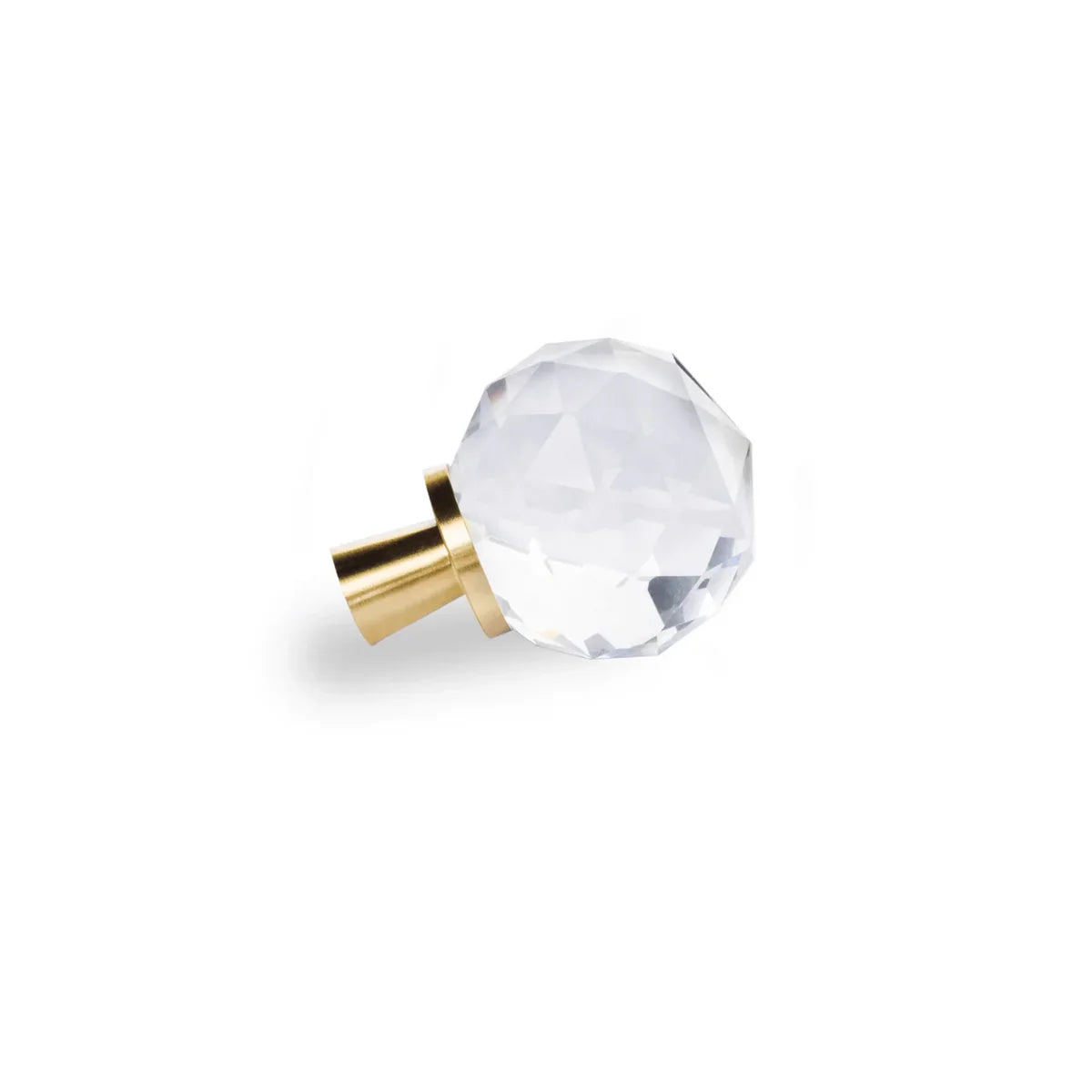 Round Faceted Crystal & Brass Cabinet Knob