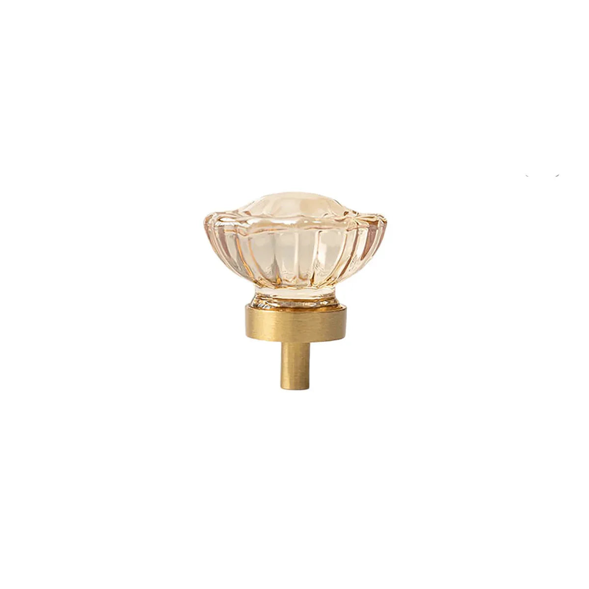 Diamond Faceted Crystal Brass Cabinet Knob