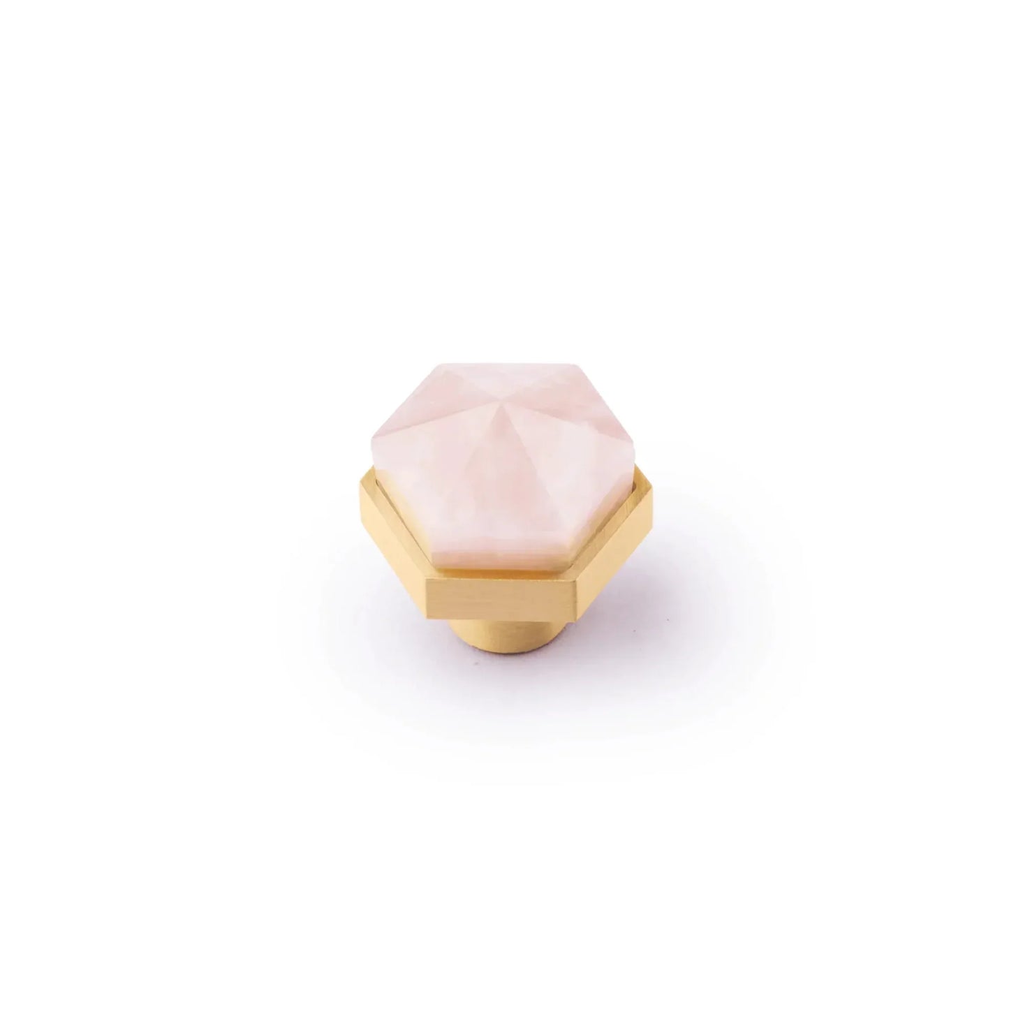 Natural Crystal & Brass Hexagon Knob