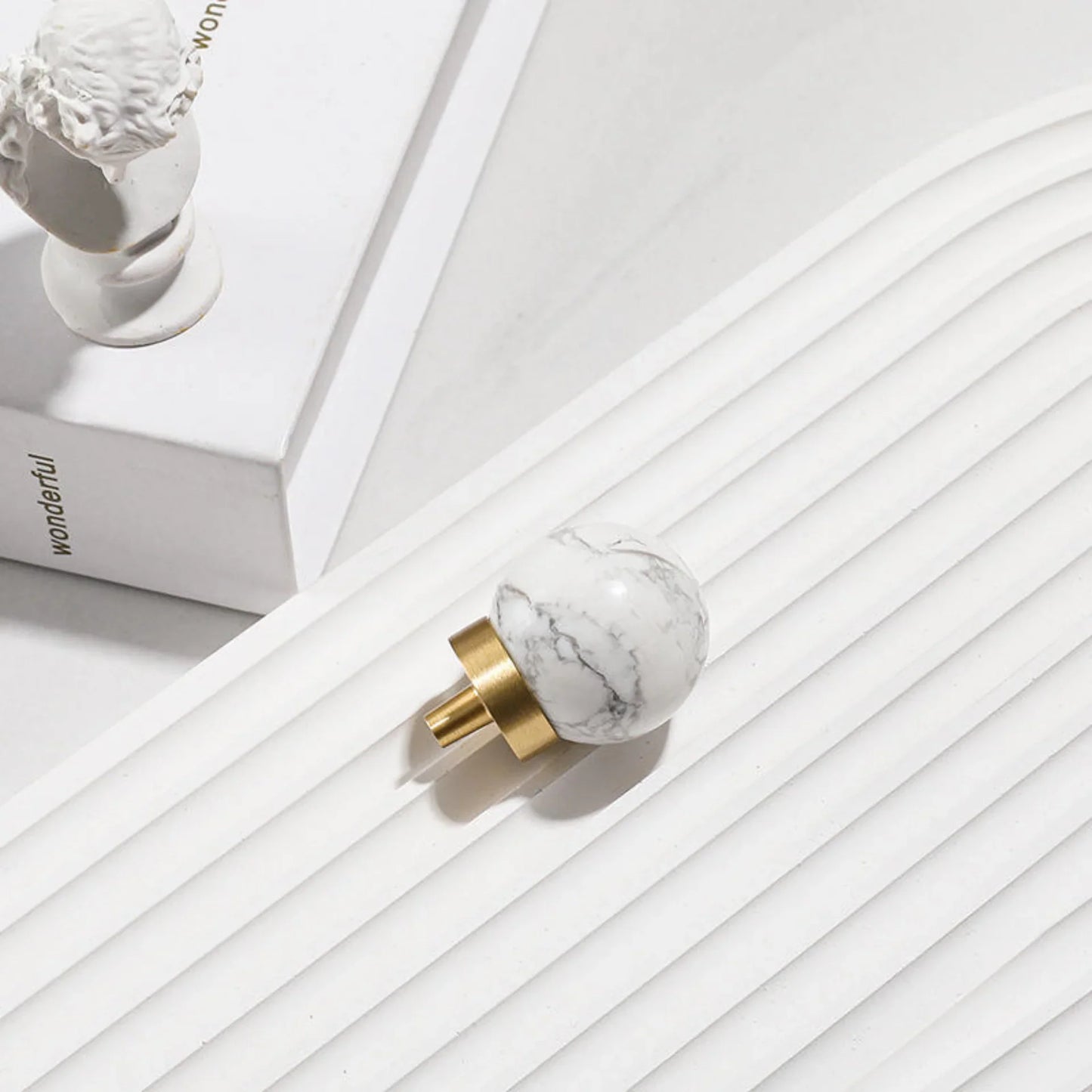 Natural Crystal Ball & Brass Cabinet Knob