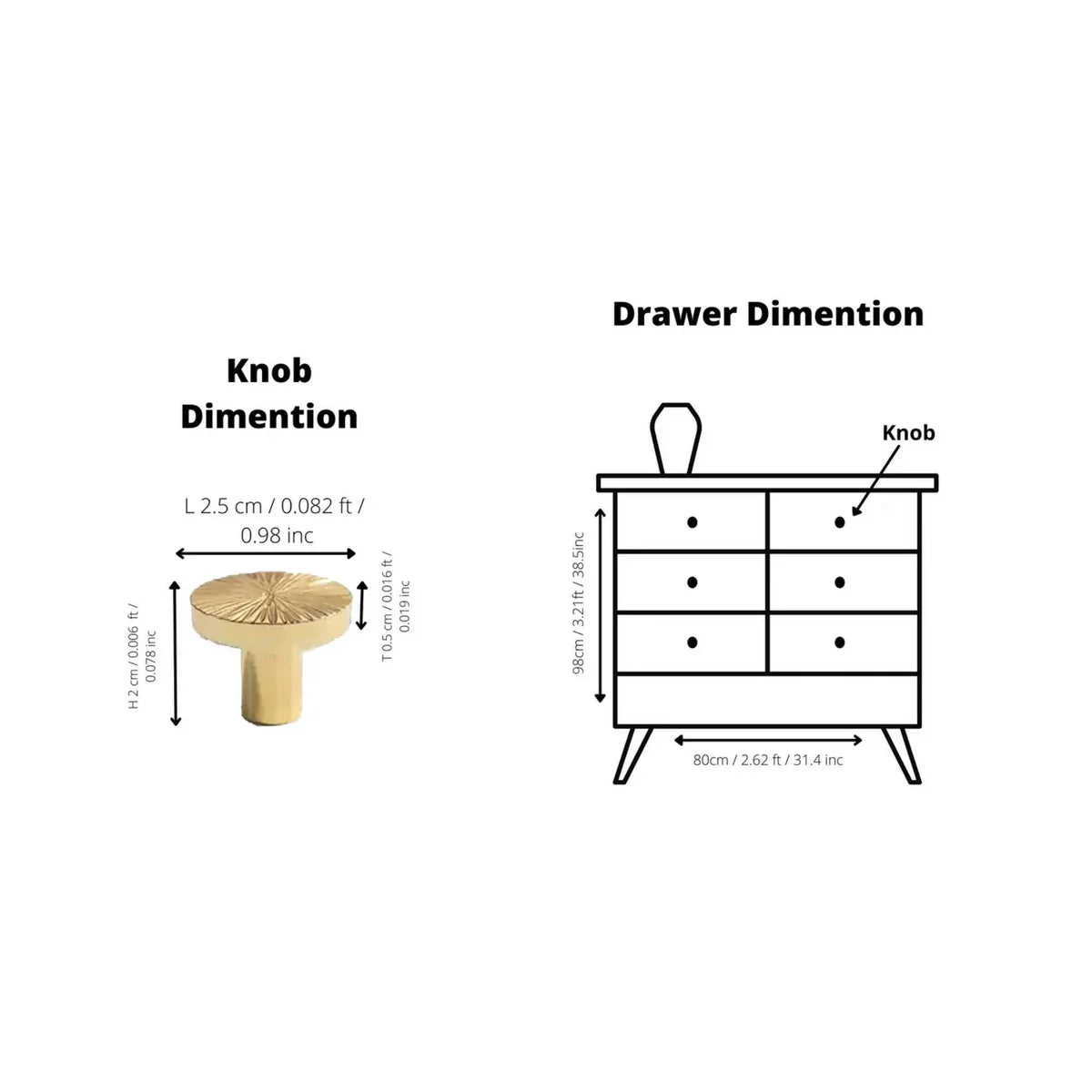 Hammered Sunburst Brass Cabinet Knob