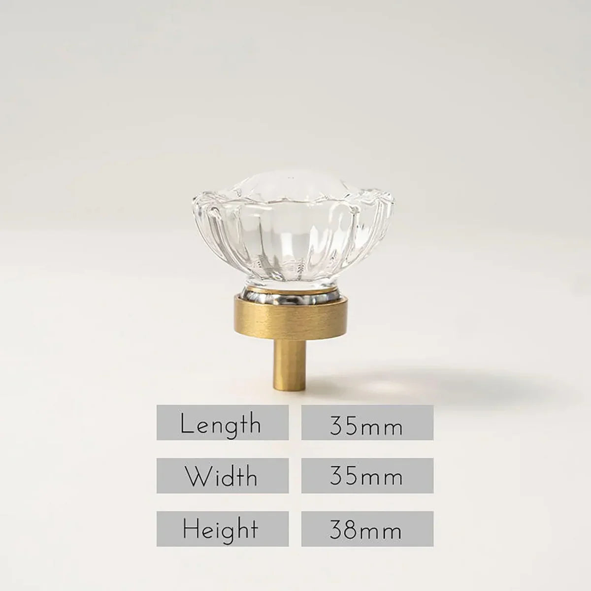 Diamond Faceted Crystal Brass Cabinet Knob