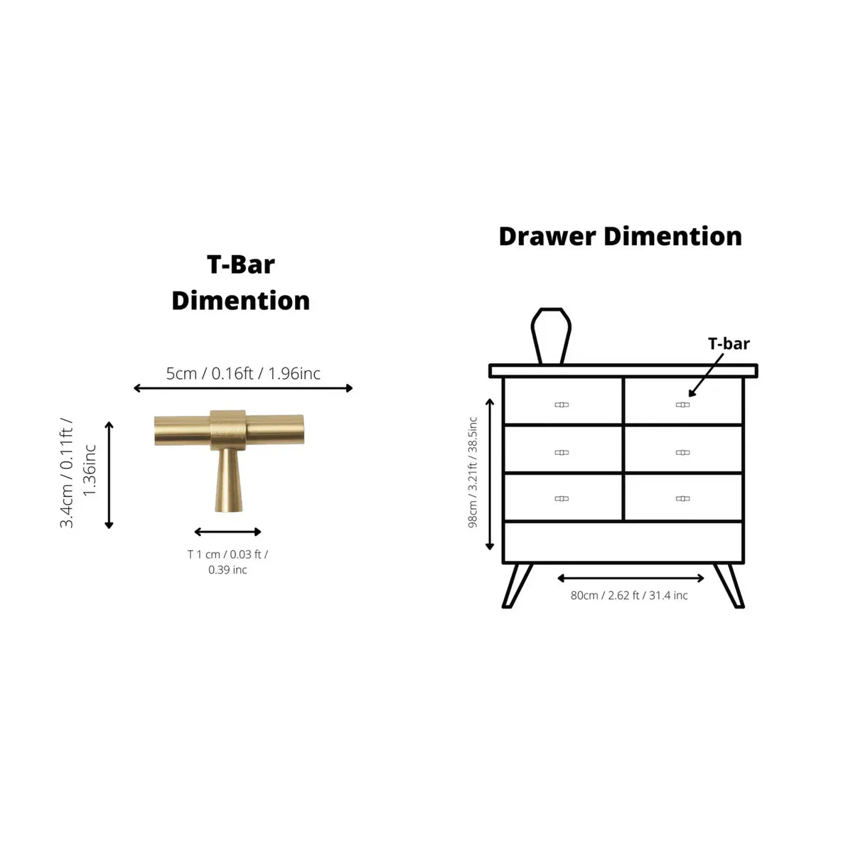 Naveena Solid Brass T-Bar Handle Collection