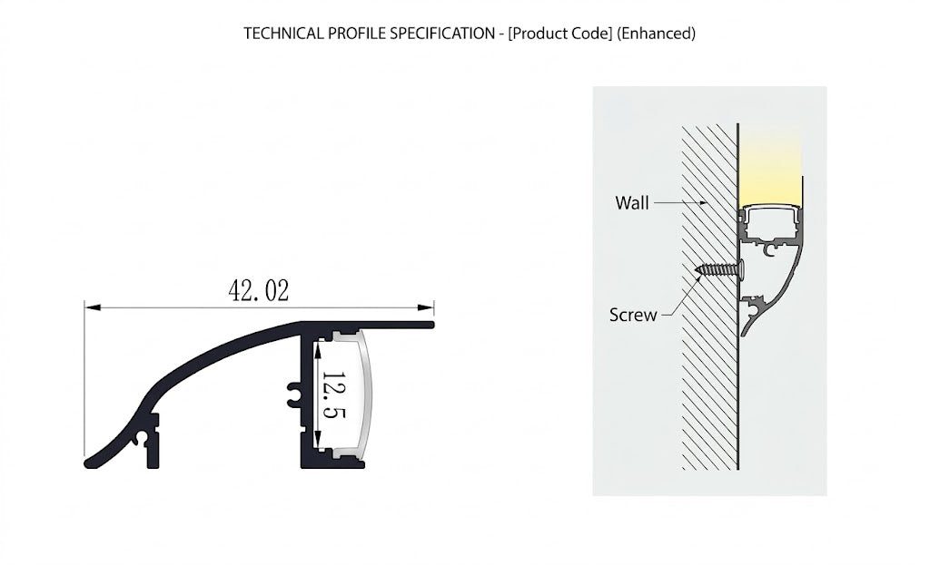 Wall Washer Single Side LED Aluminium Profile