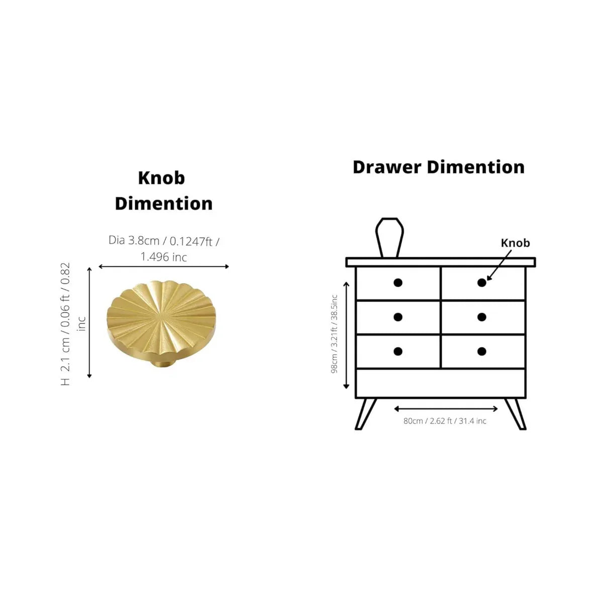 Cherry Blossom Sunburst Brass Knob