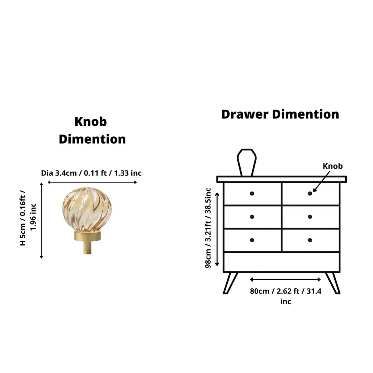 Fluted and Smooth Crystal Drawer Pulls