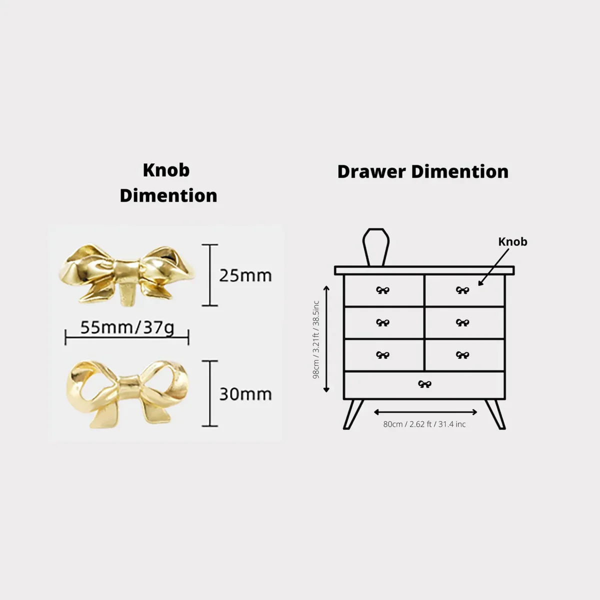 Polished Brass Bow Cabinet Knob