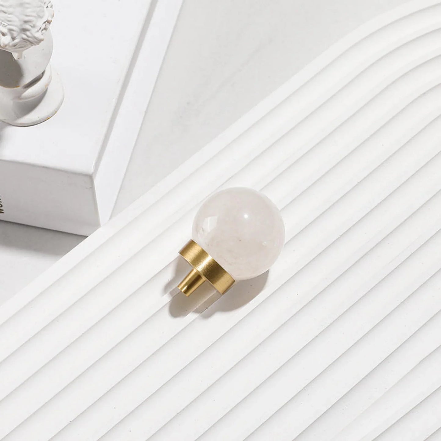 Natural Crystal Ball & Brass Cabinet Knob