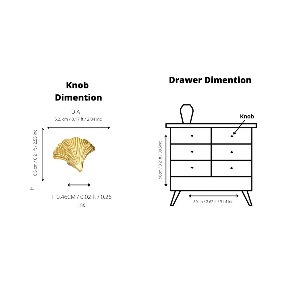 Polished Gold Ginkgo Leaf Cabinet Pull