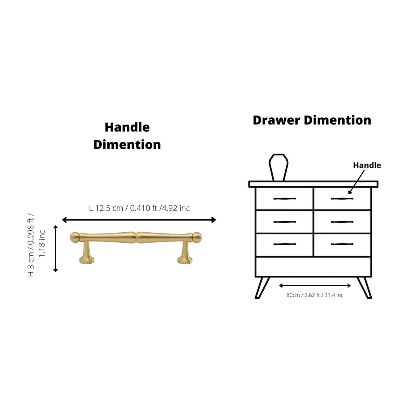 Nishilia Tapered Brass Cabinet Handle Collection