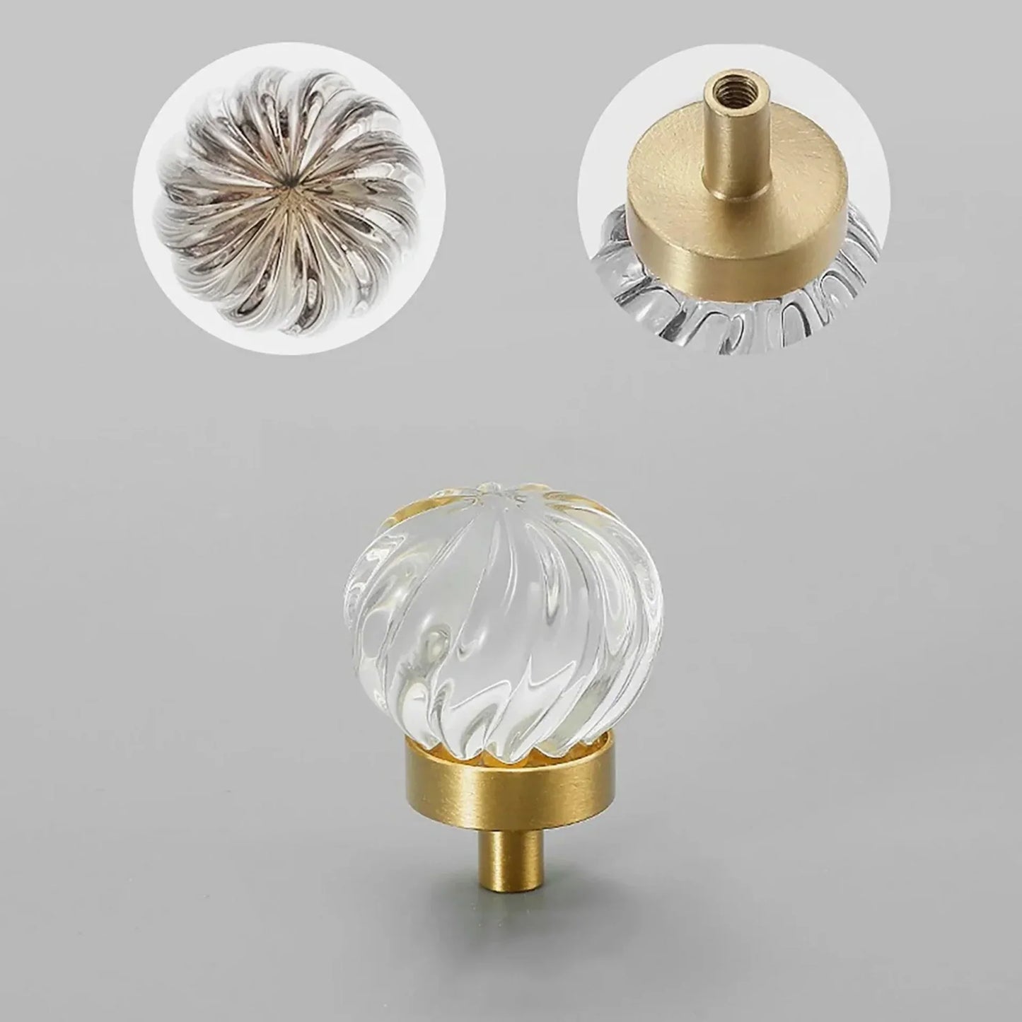 Fluted and Smooth Crystal Drawer Pulls