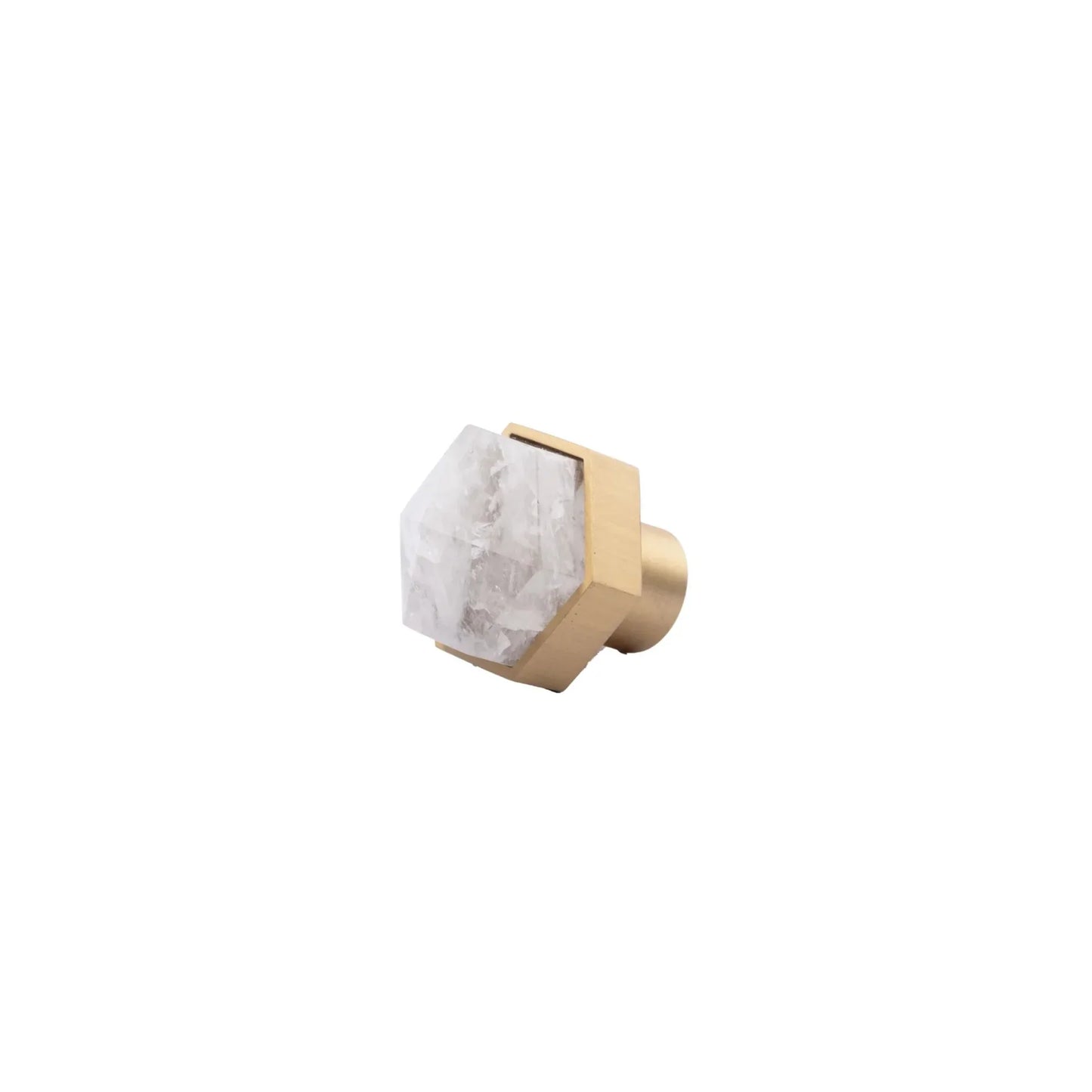 Natural Crystal & Brass Hexagon Knob