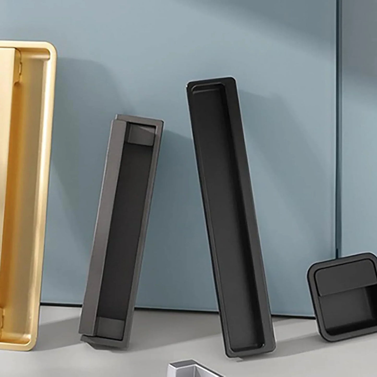 Recessed Matte Zinc Cabinet Handle Collection