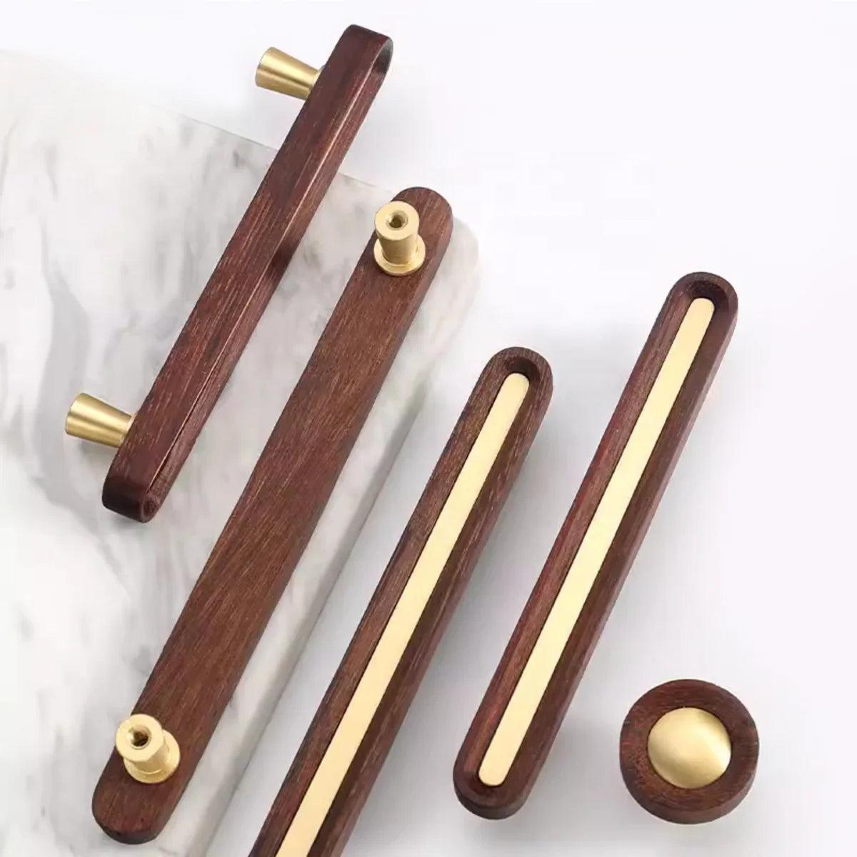 Brushed Brass and Wenge Wood Handles
