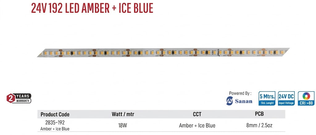 Enso 24V 192 LED Amber+ICE Blue Strip Light