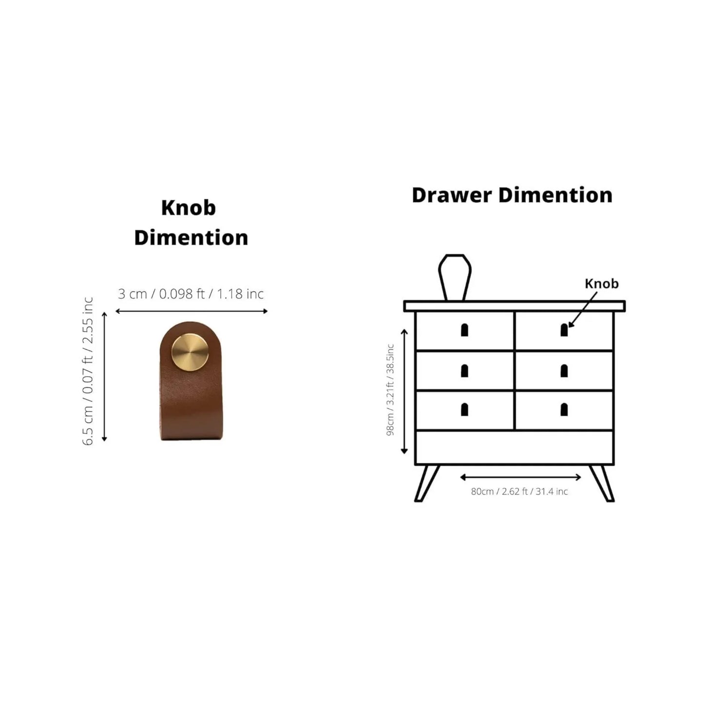 Leather & Brass Strap Cabinet Pulls