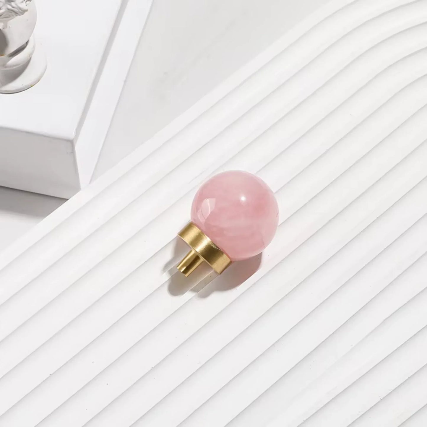 Natural Crystal Ball & Brass Cabinet Knob