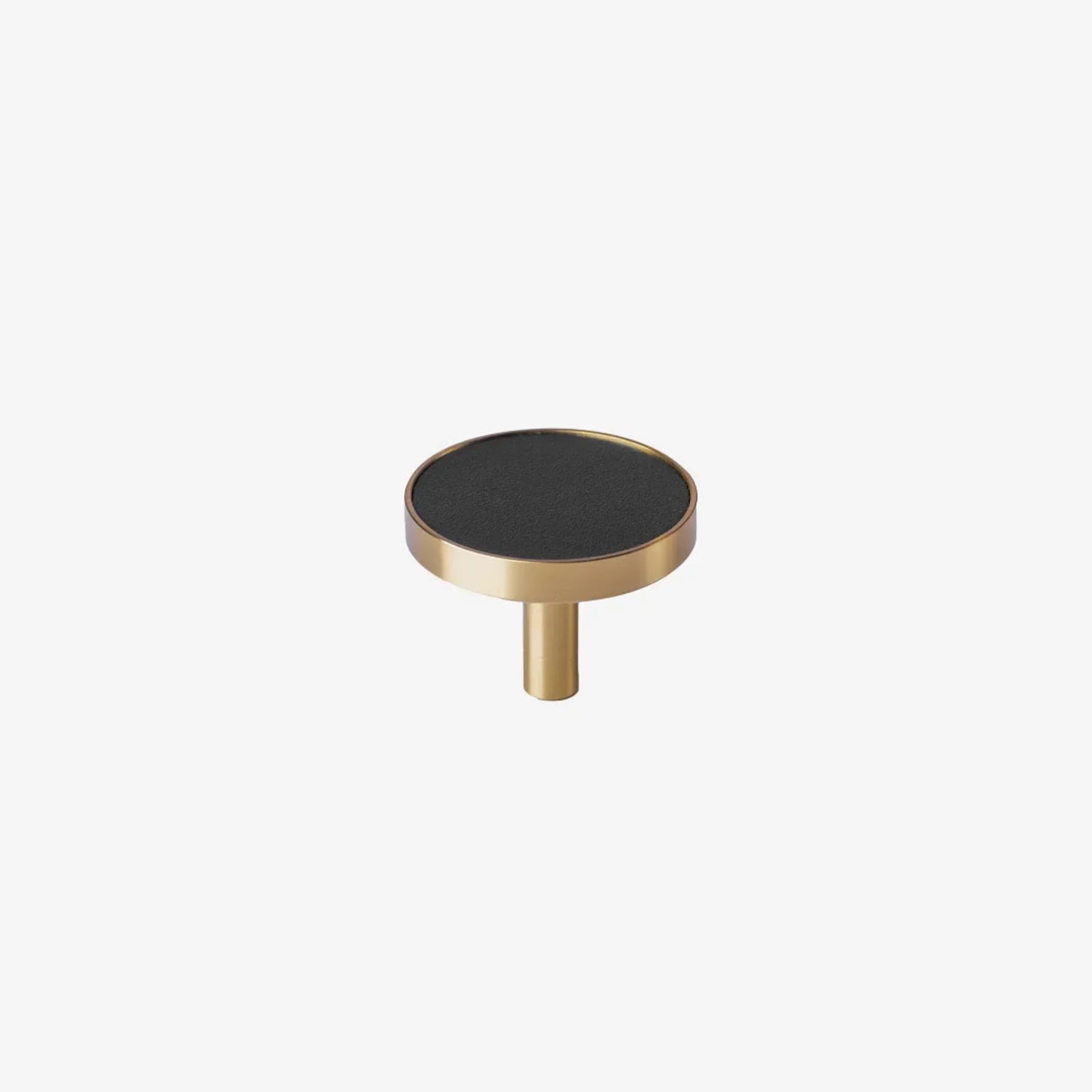 Brushed Brass and Leather Round Handle