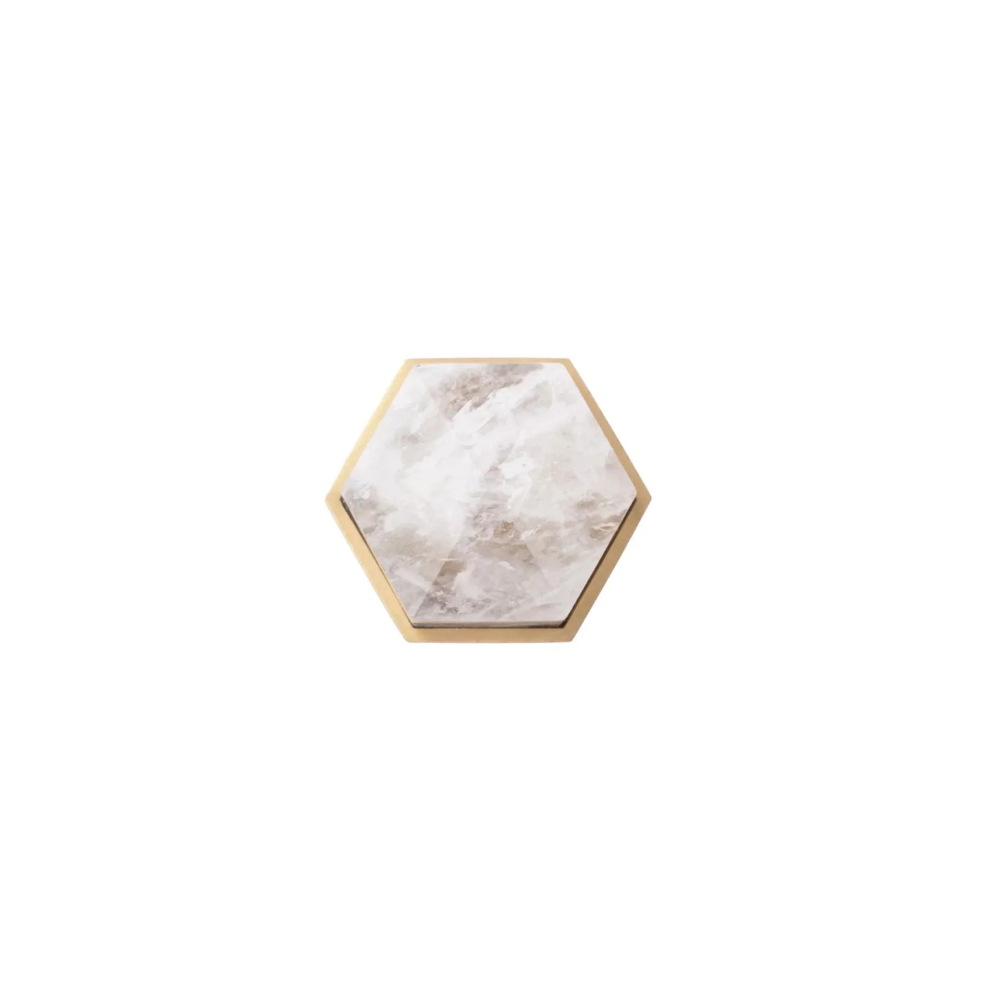 Natural Crystal & Brass Hexagon Knob