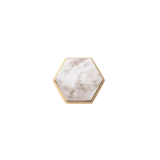 Natural Crystal & Brass Hexagon Knob
