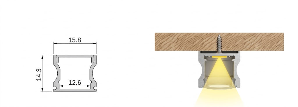 BK 17MM Deep Surface LED Aluminium Black Profile