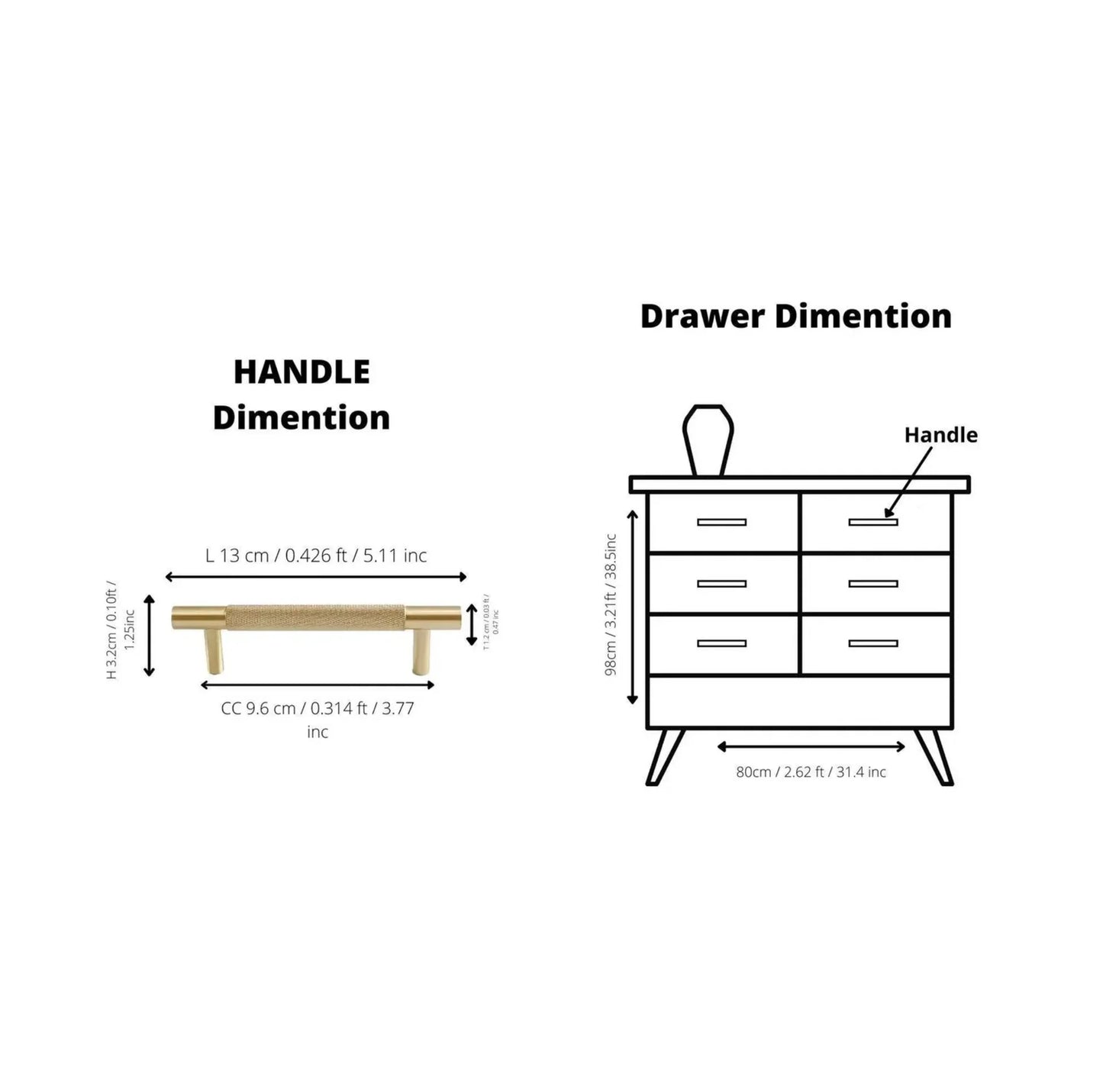 Yashvite Knurled Brass Cabinet Handle Collection