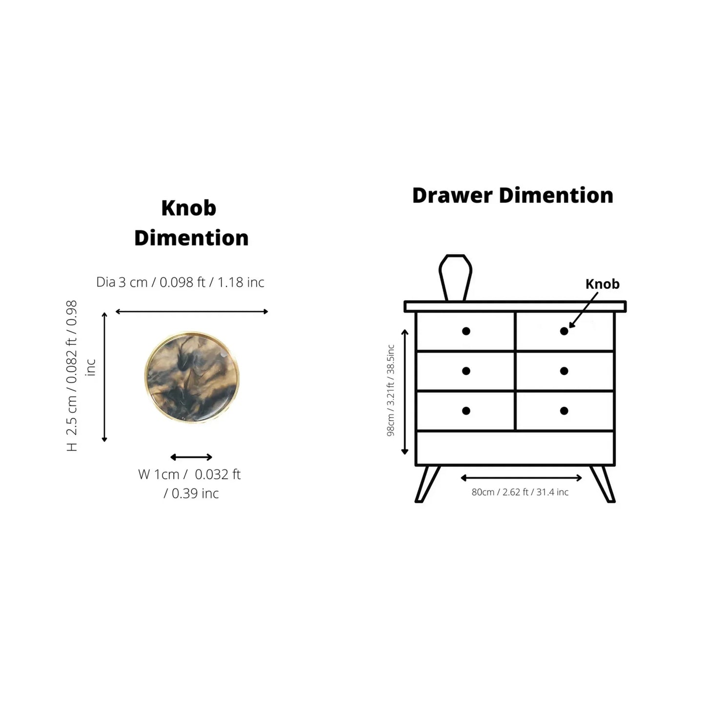 Acrylic & Brass Disc Cabinet Knob