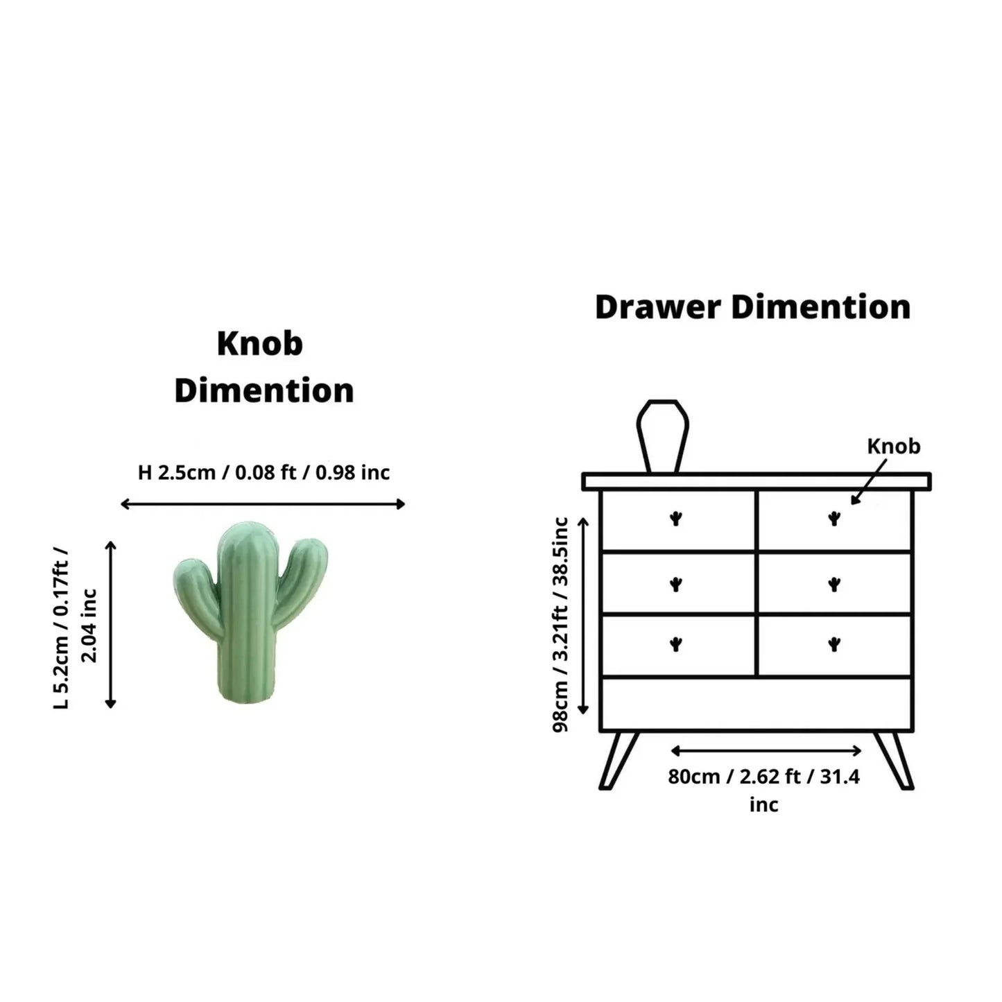 Ceramic Cactus Cabinet Knob