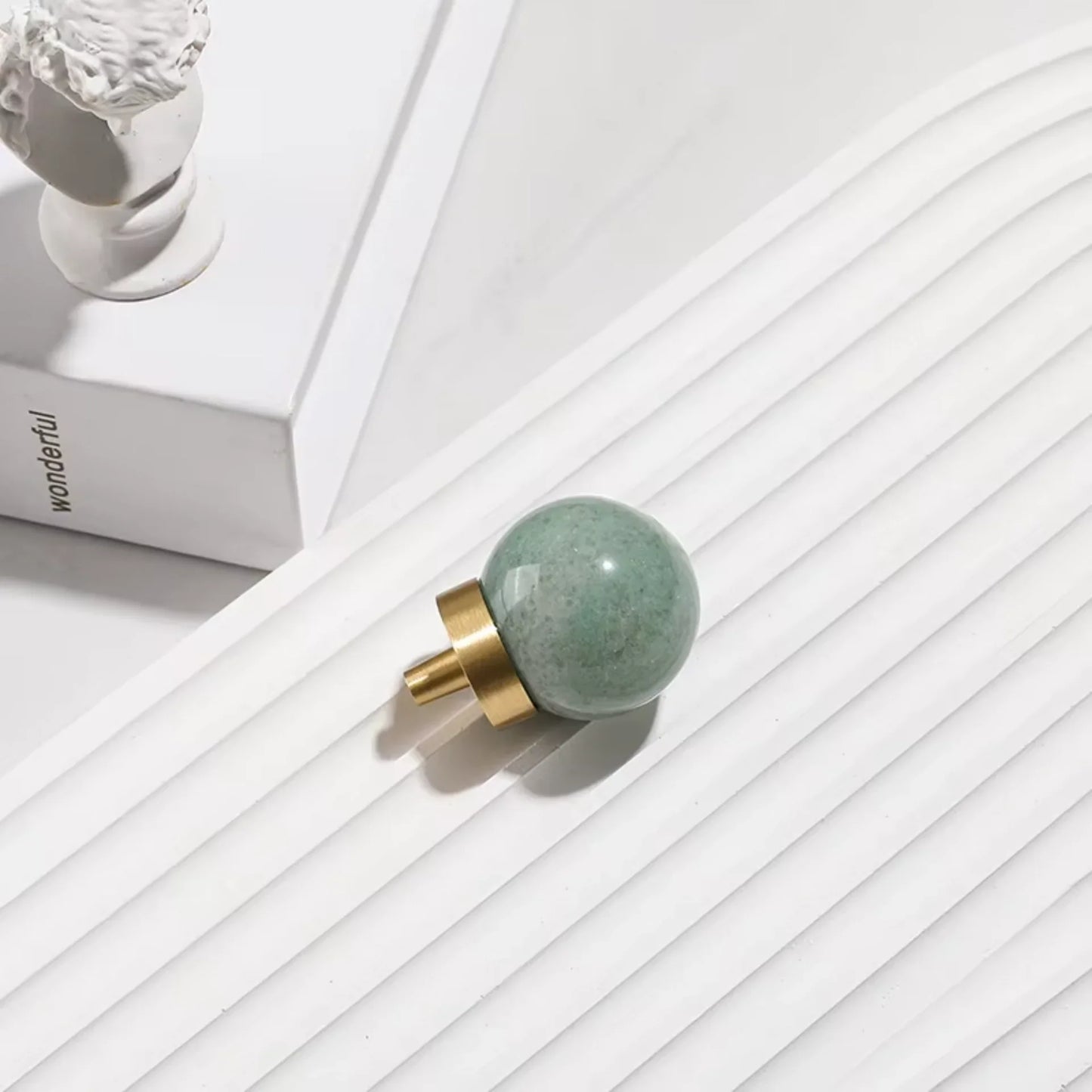Natural Crystal Ball & Brass Cabinet Knob