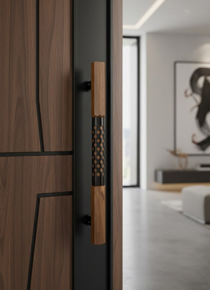 AH 4418 Door Handle Hex Wood
