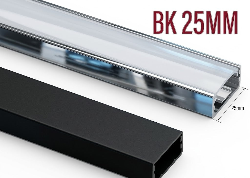BK 25MM Surface LED Aliminium Black Profile