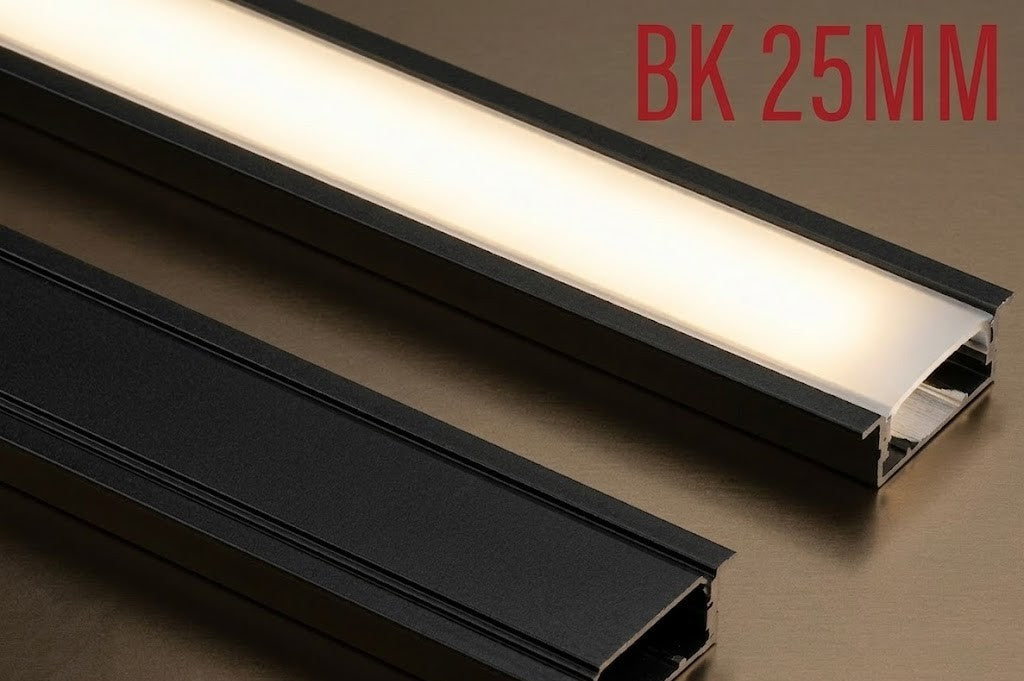 BK 25MM Concealed LED Aluminium Black Profile