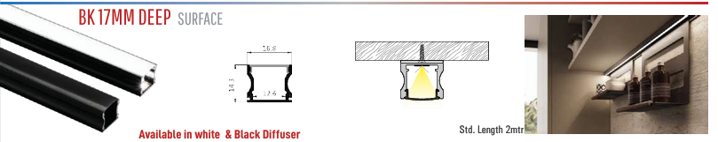 BK 17MM Deep Surface LED Aluminium Black Profile