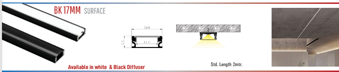 BK 17mm Surface LED Aluminium Black Profile