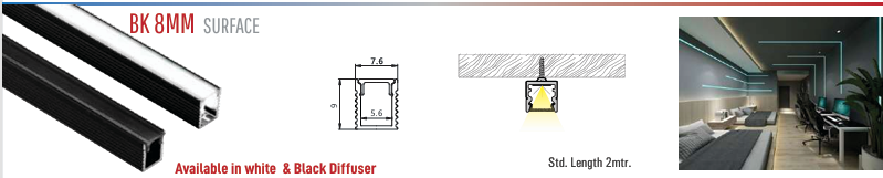 BK 8mm Surface LED Aluminium Profile