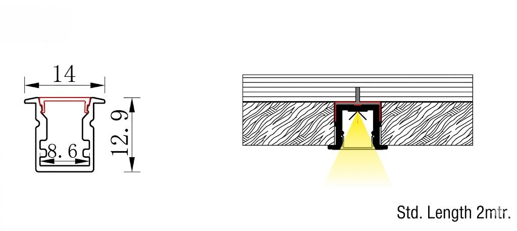 10MM LED Concealed Aluminium Profile (Deep)