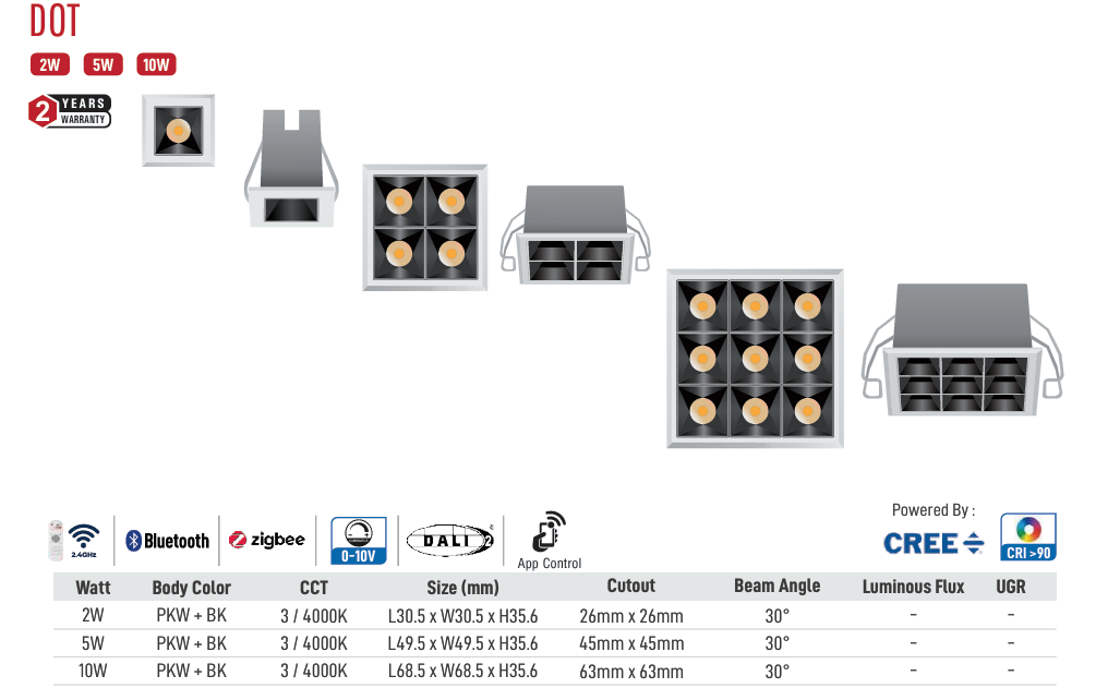 Dot LED Linear Downlight - Square