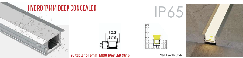 Hydro 17MM Deep Concealed LED Aluminium Profile Hydro Series