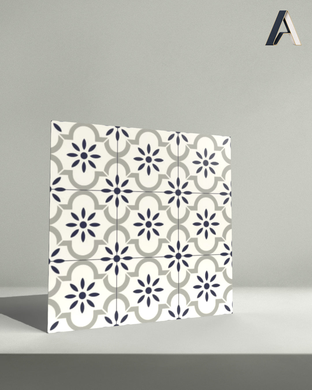 Indigo Floral Lattice