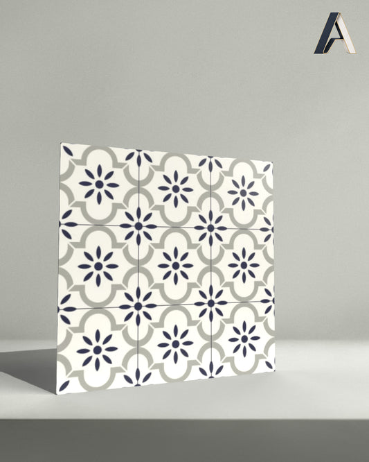 Indigo Floral Lattice