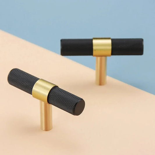 Knurled Black and Gold T-Bar Handle Collection