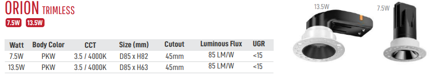 LED Downlight Orion Trimless