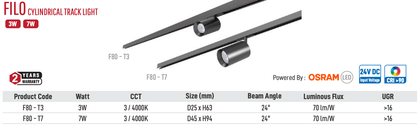 Filo Cylindrical Track Light
