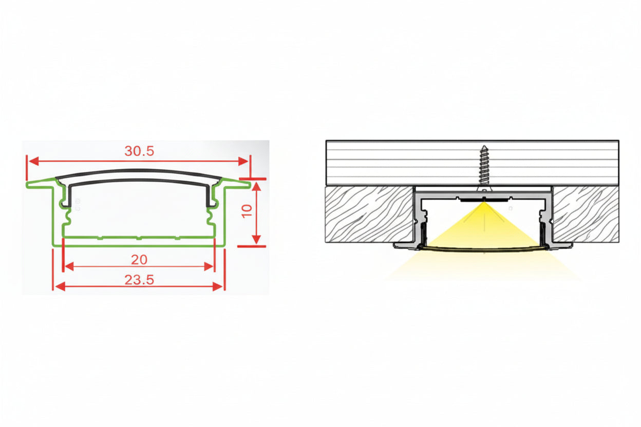 LED Aluminium Profile 25mm Heavy (Concealed)